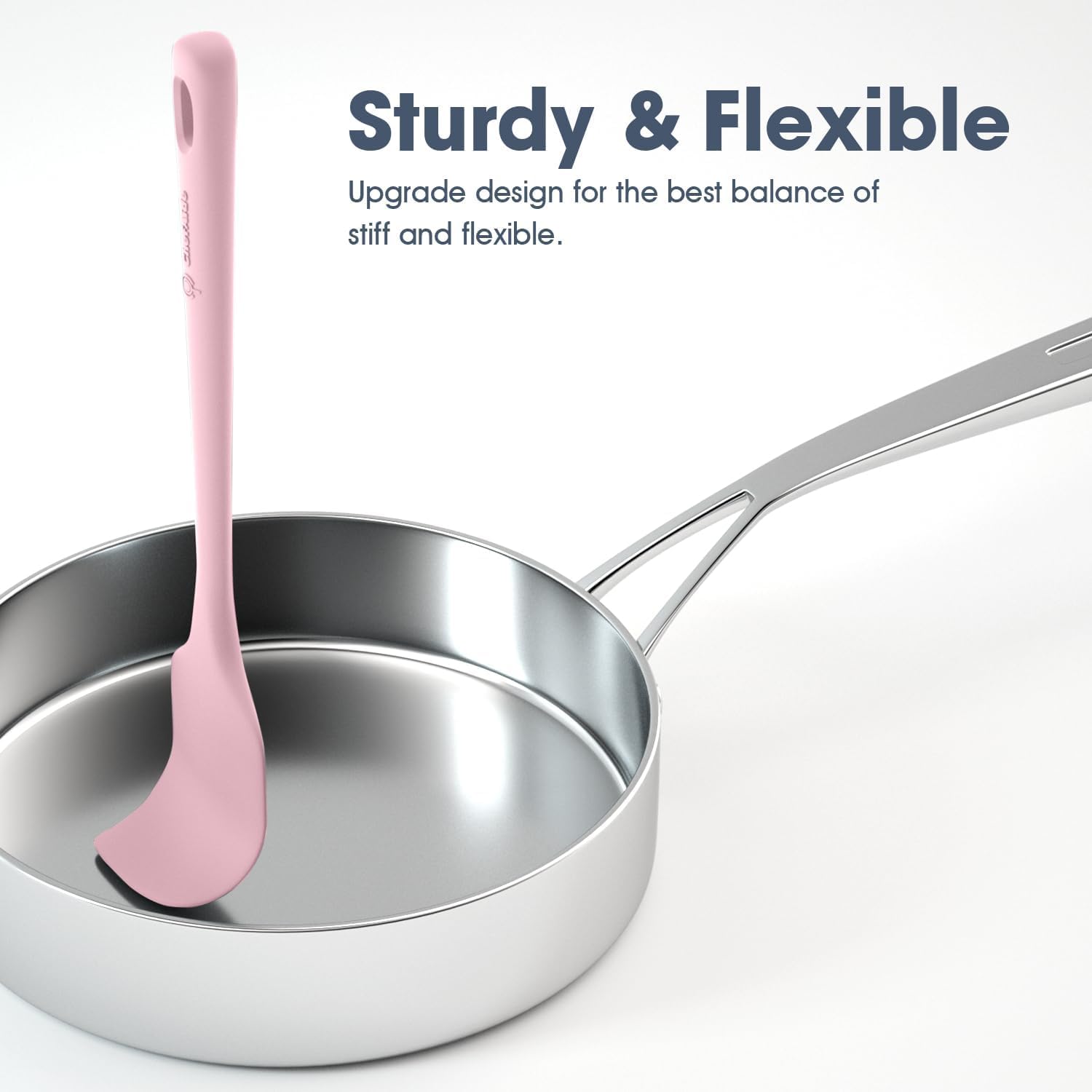 ChefAide 5 Pieces Silicone Spatula Set, Food Grade Rubber Spatula, Upgrade Strong Handle with Ergonomic Grip, Heat Resistant Up to 600°F for Nonstick Cookware, Cooking - My Kitchen Products