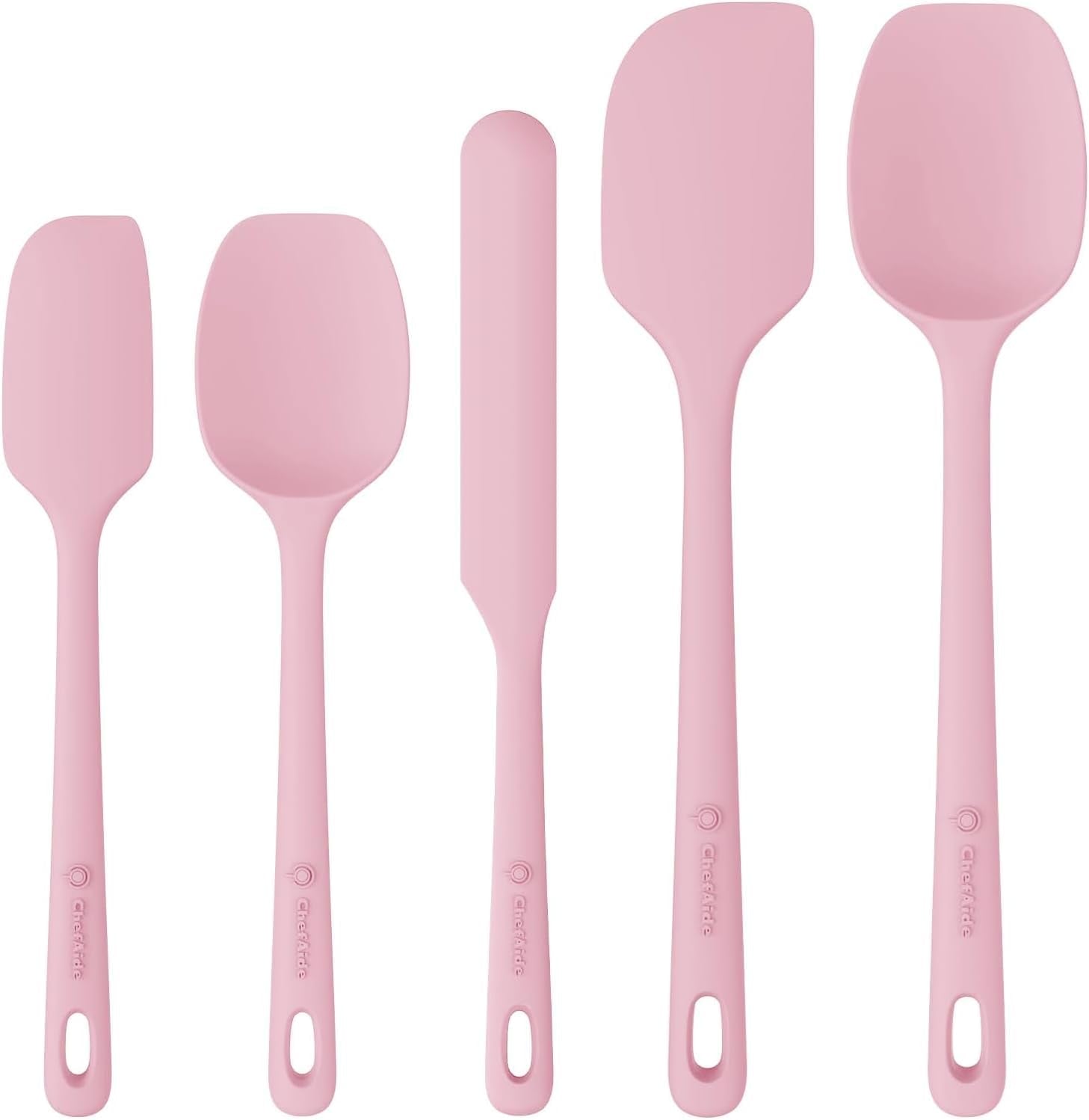 ChefAide 5 Pieces Silicone Spatula Set, Food Grade Rubber Spatula, Upgrade Strong Handle with Ergonomic