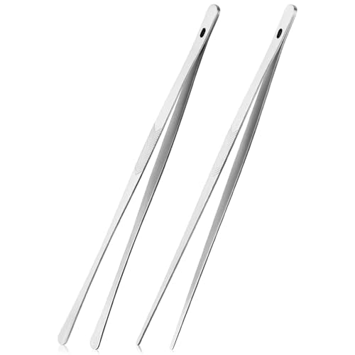 ChefBee Kitchen Cooking Tongs Tweezers, 2PCS 12" Stainless Steel Kitchen