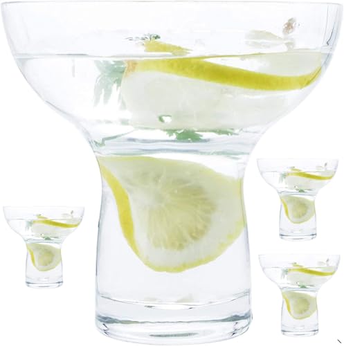 Chefcaptain Margarita Glasses Set Of 4, XXlarge 16oz Stemless Lead-Free Thick Clear Glass With Heavy Base, For Martini