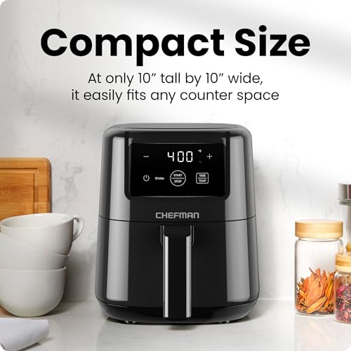 CHEFMAN 2 Qt Mini Air Fryer – Digital Space-Saving Compact Air Fryer with Nonstick and Dishwasher Safe Basket, Quick & Easy Meals in Minutes, Features Digital Timer and Shake Reminder – Black - My Kitchen Products