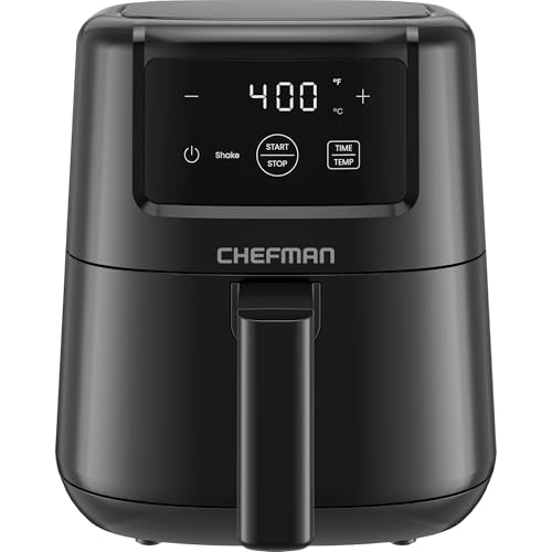 CHEFMAN 2 Qt Mini Air Fryer – Digital Space-Saving Compact Air Fryer with Nonstick and Dishwasher Safe Basket, Quick & Easy Meals in Minutes, Features Digital Timer and Shake Reminder – Black - My Kitchen Products