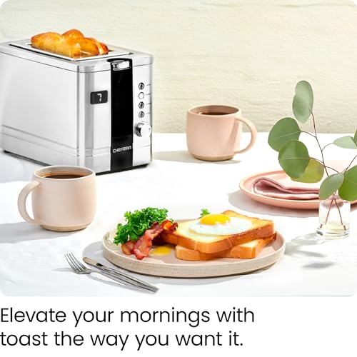 Chefman 2-Slice Digital Toaster, Pop-Up, Stainless Steel, Extra-Wide Slots For Bagels, Defrost, Reheat, Cancel Functions, Removable Crumb Tray - My Kitchen Products