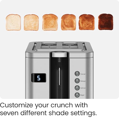 Chefman 2-Slice Digital Toaster, Pop-Up, Stainless Steel, Extra-Wide Slots For Bagels, Defrost, Reheat, Cancel Functions, Removable Crumb Tray - My Kitchen Products