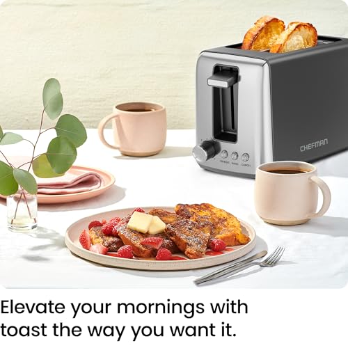 Chefman 2 Slice Toaster, 7 Shade Settings, Removable Crumb Tray, Thick Bread and Bagel Toaster with Defrost and Cancel Buttons – Black - My Kitchen Products