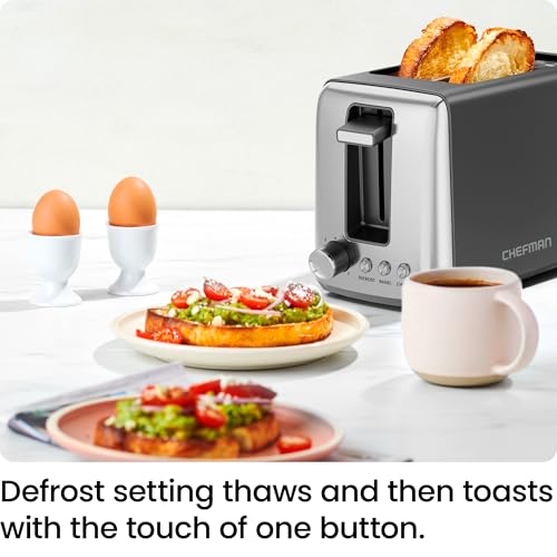Chefman 2 Slice Toaster, 7 Shade Settings, Removable Crumb Tray, Thick Bread and Bagel Toaster with Defrost and Cancel Buttons – Black - My Kitchen Products