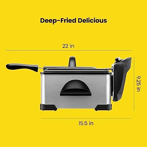 Chefman 4.5 Liter Deep Fryer w/Basket Strainer, XL Jumbo Size, Adjustable Temperature & Timer, Perfect for Fried Chicken, Shrimp, French Fries, Chips & More, Removable Oil-Container, Stainless Steel - My Kitchen Products