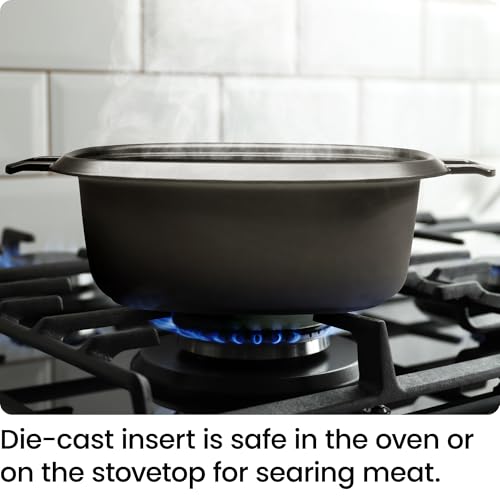 Chefman 6-Quart Slow Cooker, Electric Countertop Cooking, Stovetop & Oven-Safe Removable Insert for Browning & Sautéing, Family-Size Soups & Stews, Nonstick & Dishwasher-Safe Interior,Stainless Steel - My Kitchen Products