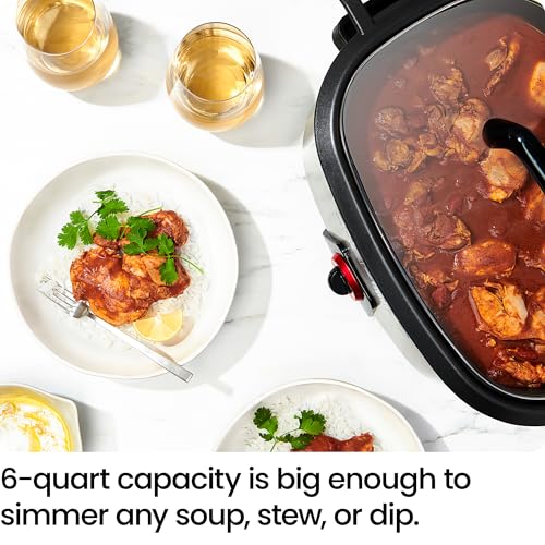 Chefman 6-Quart Slow Cooker, Electric Countertop Cooking, Stovetop & Oven-Safe Removable Insert for Browning & Sautéing, Family-Size Soups & Stews, Nonstick & Dishwasher-Safe Interior,Stainless Steel - My Kitchen Products