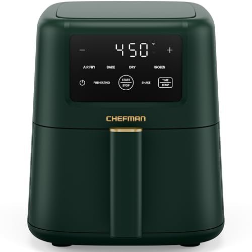 Chefman Air Fryer – 4-in-1 Slim 3.5 QT Airfryer, Air Fry, Bake, Dehydrate, Frozen, 450°F Max Temp for Extra Crispy Results in Minutes, Nonstick Ceramic Coating, Dishwasher-Safe Accessories - Green - My Kitchen Products