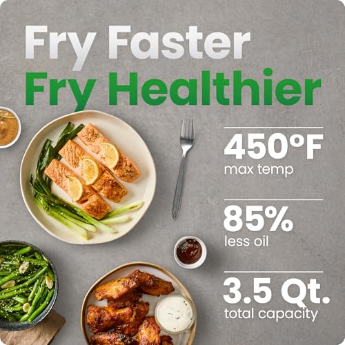 Chefman Air Fryer – 4-in-1 Slim 3.5 QT Airfryer, Air Fry, Bake, Dehydrate, Frozen, 450°F Max Temp for Extra Crispy Results in Minutes, Nonstick Ceramic Coating, Dishwasher-Safe Accessories - Black - My Kitchen Products