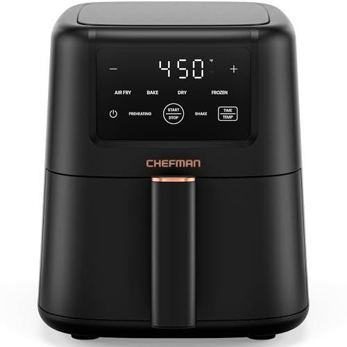 Chefman Air Fryer – 4-in-1 Slim 3.5 QT Airfryer, Air Fry, Bake, Dehydrate, Frozen, 450°F Max Temp for Extra Crispy Results in Minutes, Nonstick Ceramic Coating, Dishwasher-Safe Accessories - Black - My Kitchen Products