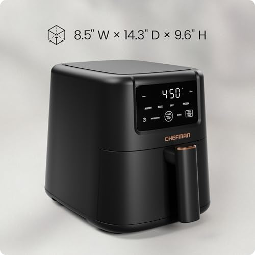 Chefman Air Fryer – 4-in-1 Slim 3.5 QT Airfryer, Air Fry, Bake, Dehydrate, Frozen, 450°F Max Temp for Extra Crispy Results in Minutes, Nonstick Ceramic Coating, Dishwasher-Safe Accessories - Black - My Kitchen Products