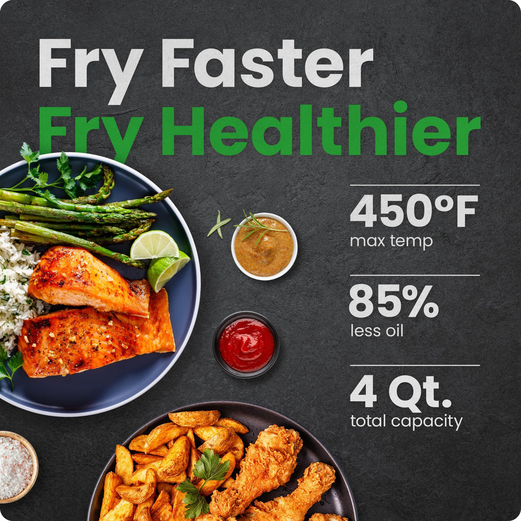 Chefman Air Fryer – 4 QT Compact Airfryer for Quick & Easy Meals, Features Hi-Fry Technology for Extra Crisp, Easy-View Window, Touch Controls with 4 Presets, Nonstick & Dishwasher Safe Basket - Black - My Kitchen Products
