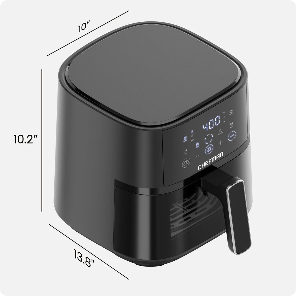 Chefman Air Fryer – 4 QT Compact Airfryer for Quick & Easy Meals, Features Hi-Fry Technology for Extra Crisp, Easy-View Window, Touch Controls with 4 Presets, Nonstick & Dishwasher Safe Basket - Black - My Kitchen Products