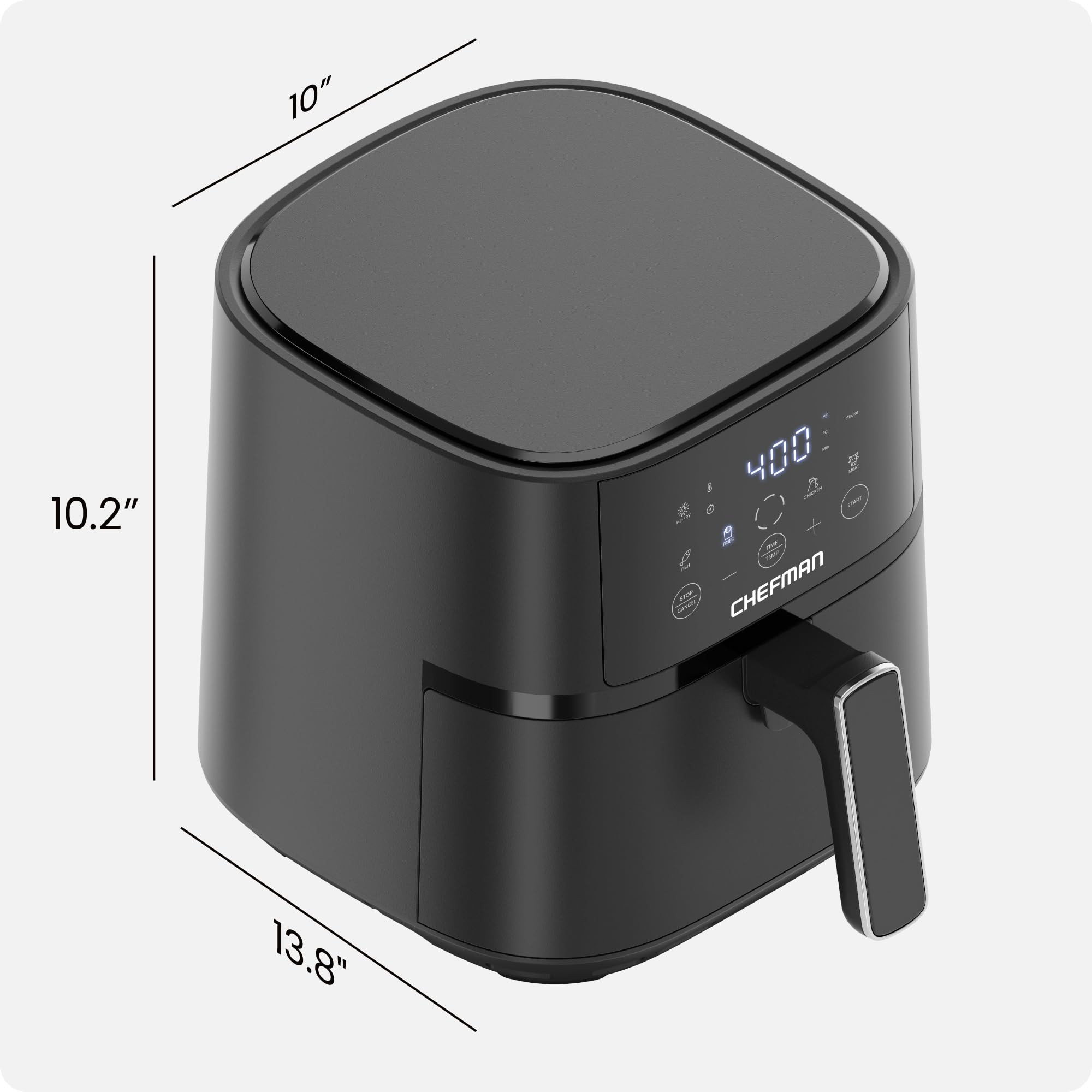 Chefman Air Fryer – 4 QT Compact Airfryer for Quick & Easy Meals in Minutes, Features Hi-Fry Technology for Extra Crisp, Touchscreen Controls with 4 Presets, Nonstick & Dishwasher Safe Basket - Black - My Kitchen Products