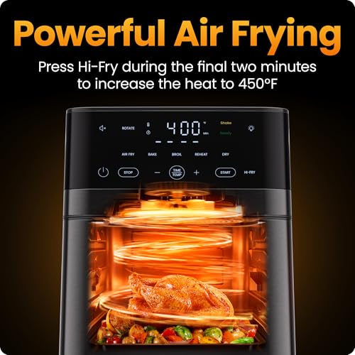 Chefman Air Fryer 6-in-1, XL 14-Quart Multifunctional Airfryer with Touchscreen Controls, Rotisserie, Food Dehydrator, Convection Oven, Bake, Broil, and Reheat Functions, Windowed Door – Black - My Kitchen Products
