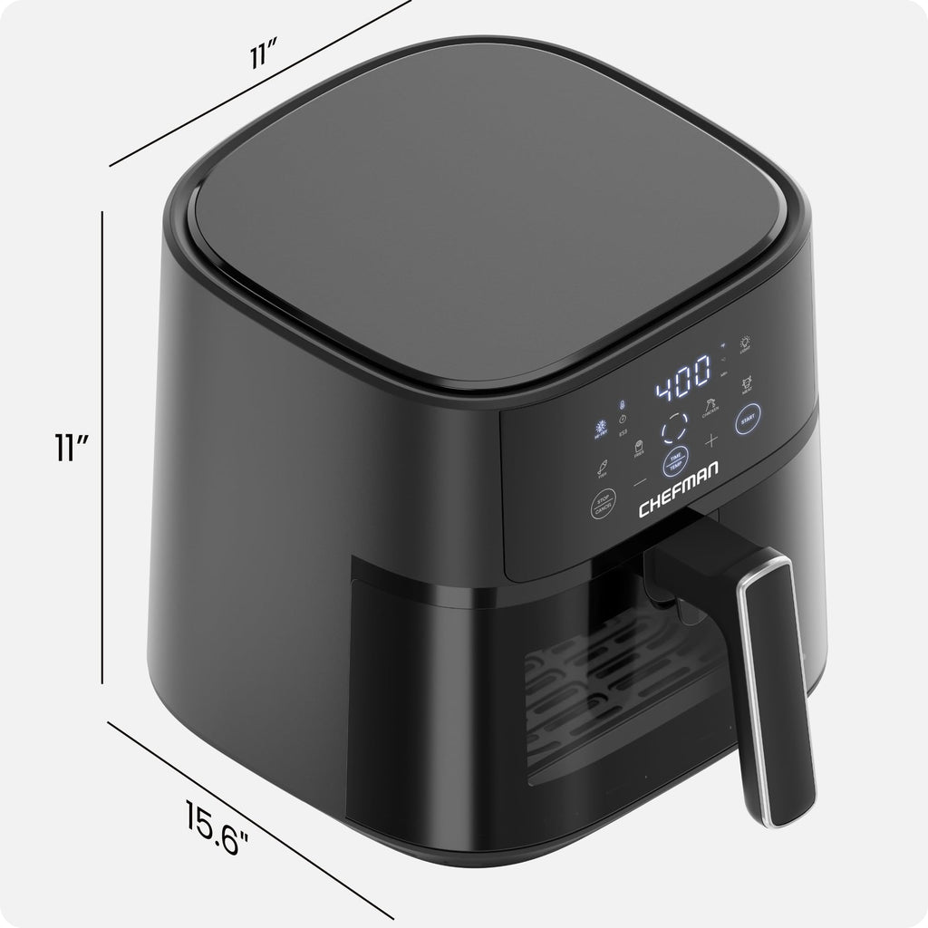 Chefman Air Fryer – 6 QT Compact Airfryer for Quick & Easy Meals, Features Hi-Fry Technology for Extra Crisp, Easy-View Window, Touch Controls with 4 Presets, Nonstick & Dishwasher Safe Basket - Black - My Kitchen Products