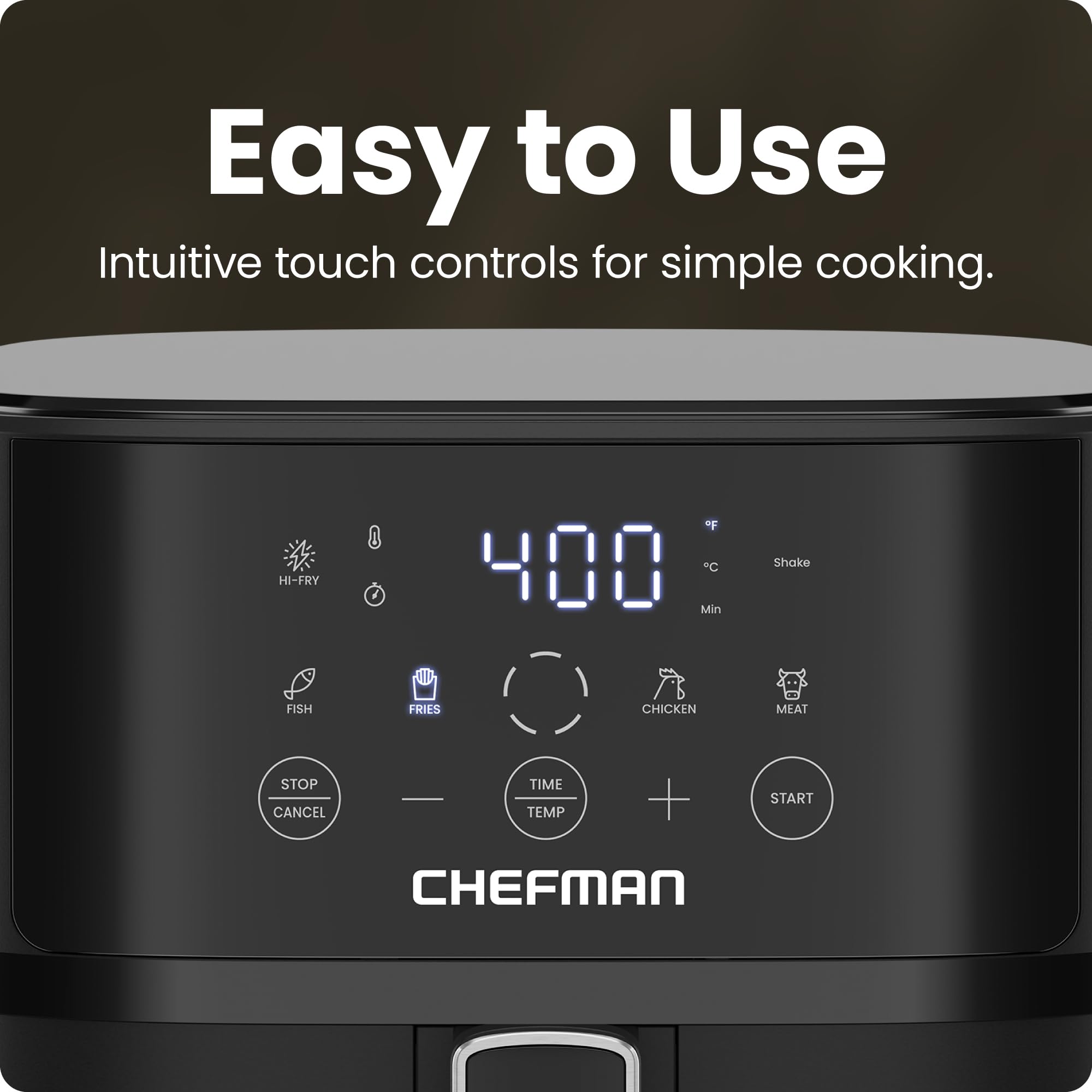 Chefman Air Fryer – 6 QT Compact Airfryer for Quick & Easy Meals in Minutes, Features Hi-Fry Technology for Extra Crisp, Touchscreen Controls with 4 Presets, Nonstick & Dishwasher Safe Basket - Black - My Kitchen Products