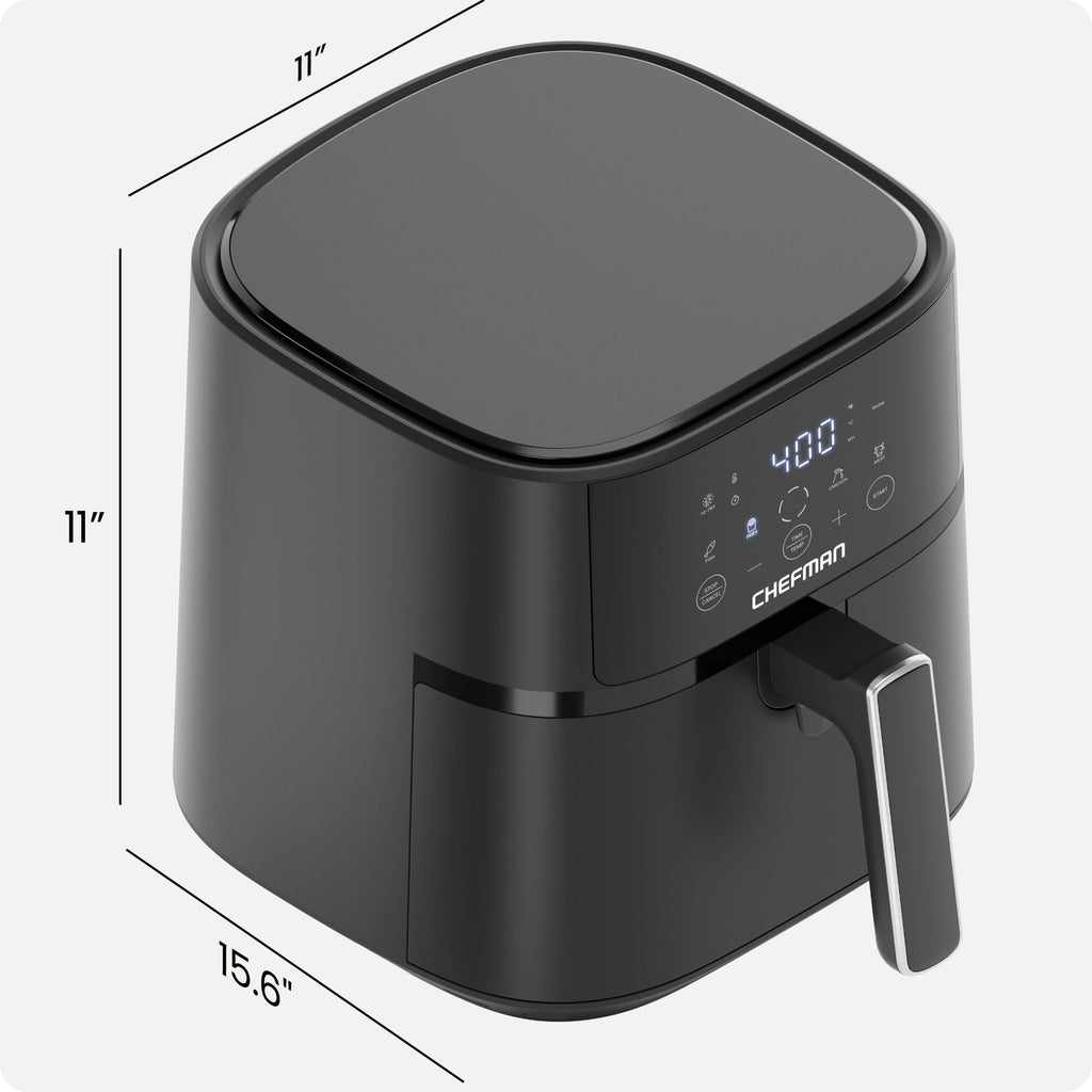 Chefman Air Fryer – 6 QT Compact Airfryer for Quick & Easy Meals in Minutes, Features Hi-Fry Technology for Extra Crisp, Touchscreen Controls with 4 Presets, Nonstick & Dishwasher Safe Basket - Black - My Kitchen Products