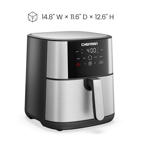 Chefman Air Fryer 8 Qt | TurboFry® 4-in-1 with 450°F Hi-Fry Option for Crispier Results | Bake, Dehydrate, Frozen | XL Nonstick Dishwasher-Safe Basket | Stainless Steel - My Kitchen Products