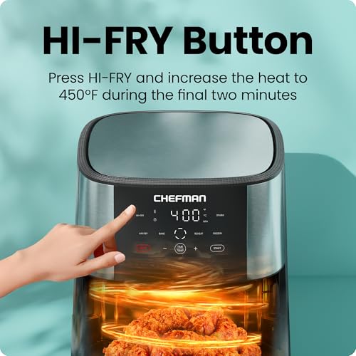 Chefman Air Fryer 8 Qt | TurboFry® 4-in-1 with 450°F Hi-Fry Option for Crispier Results | Bake, Dehydrate, Frozen | XL Nonstick Dishwasher-Safe Basket | Stainless Steel - My Kitchen Products