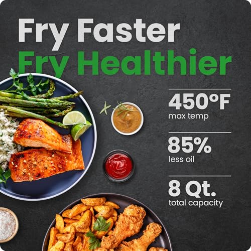 Chefman Air Fryer 8 Qt | TurboFry® 4-in-1 with 450°F Hi-Fry Option for Crispier Results | Bake, Dehydrate, Frozen | XL Nonstick Dishwasher-Safe Basket | Stainless Steel - My Kitchen Products