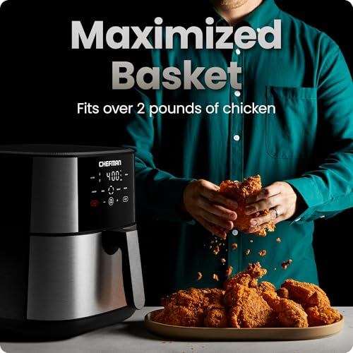 Chefman Air Fryer 8 Qt | TurboFry® 4-in-1 with 450°F Hi-Fry Option for Crispier Results | Bake, Dehydrate, Frozen | XL Nonstick Dishwasher-Safe Basket | Stainless Steel - My Kitchen Products