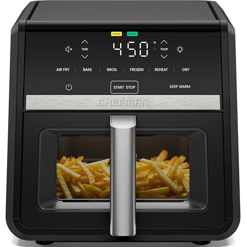 Chefman Air Fryer 9 Qt | TurboFry 7-in-1 High-Powered 450°F Cooking for Crispier and Even Results | XL Basket with Viewing Window | Air Fry, Bake, Broil, Reheat, Dehydrate, Defrost, Keep Warm - My Kitchen Products