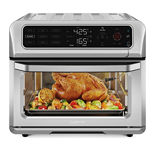 Chefman Air Fryer Toaster Oven Combo with Probe Thermometer, 12-In-1 Stainless Steel Convection Countertop, 10 Inch Pizza, 4 Slices of Toast, Cooking, Baking, Toasting, Roaster Oven Airfryer 20QT (Renewed) - My Kitchen Products