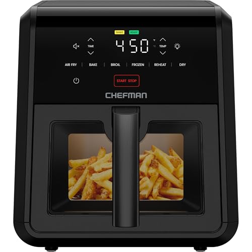 Chefman Air Fryer TurboFry 7-Qt, 6-in-1 High-Powered 450°F Cooking for Crispier Results, Compact Space-Saving Design, Air Fry, Bake, Broil, Reheat, Dehydrate, Defrost, Fast & Even Cooking – Black - My Kitchen Products