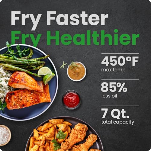 Chefman Air Fryer TurboFry 7-Qt, 6-in-1 High-Powered 450°F Cooking for Crispier Results, Compact Space-Saving Design, Air Fry, Bake, Broil, Reheat, Dehydrate, Defrost, Fast & Even Cooking – Black - My Kitchen Products