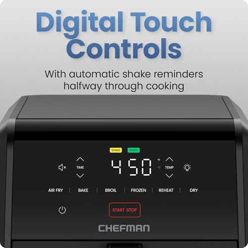 Chefman Air Fryer TurboFry 7-Qt, 6-in-1 High-Powered 450°F Cooking for Crispier Results, Compact Space-Saving Design, Air Fry, Bake, Broil, Reheat, Dehydrate, Defrost, Fast & Even Cooking – Black - My Kitchen Products
