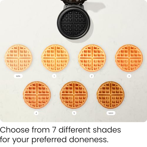 Chefman Anti-Overflow Belgian Waffle Maker w/Shade Selector, Temperature Control, Mess Free Moat, Round Iron w/Nonstick Plates & Cool Touch Handle, Measuring Cup Included, Black - My Kitchen Products