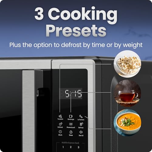 Chefman Compact Countertop Microwave Oven 0.7 Cu. Ft., 700W with 10 Power Levels, 3 Cooking Presets with One-Touch Express Cook, 2 Defrost Settings, Child Safety Lock, & Mute Button – Stainless Steel - My Kitchen Products