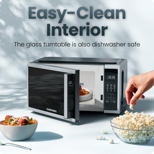 Chefman Compact Countertop Microwave Oven 0.7 Cu. Ft., 700W with 10 Power Levels, 3 Cooking Presets with One-Touch Express Cook, 2 Defrost Settings, Child Safety Lock, & Mute Button – Stainless Steel - My Kitchen Products