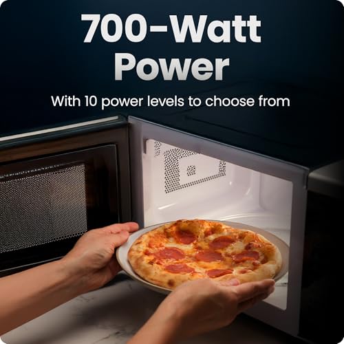 Chefman Countertop Microwave Oven 0.7 Cu. Ft., 700 Watts with 10 Power Levels, 6 Cooking Presets with One-Touch Express Cook, Eco Mode, Child Safety Lock, & Mute Button - Black - My Kitchen Products