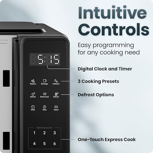 Chefman Countertop Microwave Oven 0.7 Cu. Ft., 700 Watts with 10 Power Levels, 6 Cooking Presets with One-Touch Express Cook, Eco Mode, Child Safety Lock, & Mute Button - Black - My Kitchen Products