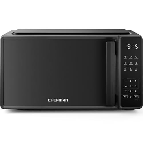 Chefman Countertop Microwave Oven 0.7 Cu. Ft., 700 Watts with 10 Power Levels, 6 Cooking Presets with One-Touch Express Cook, Eco Mode, Child Safety Lock, & Mute Button - Black - My Kitchen Products