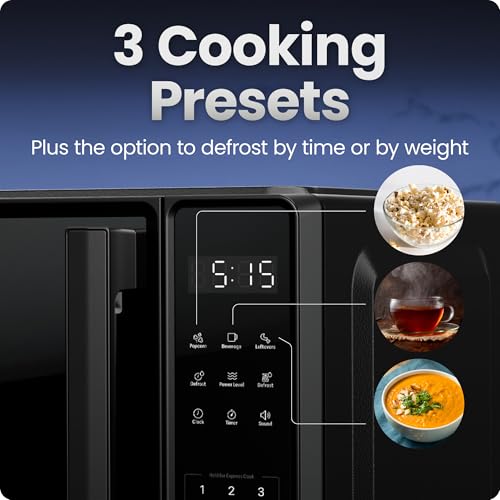 Chefman Countertop Microwave Oven 0.7 Cu. Ft., 700 Watts with 10 Power Levels, 6 Cooking Presets with One-Touch Express Cook, Eco Mode, Child Safety Lock, & Mute Button - Black - My Kitchen Products