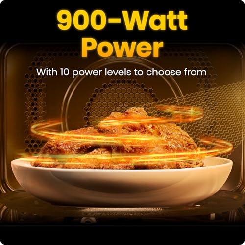 Chefman Countertop Microwave Oven 0.9 Cu. Ft., 900 Watts with 10 Power Levels, 6 Cooking Presets with One-Touch Express Cook, Eco Mode, Child Safety Lock, & Mute Button - Black - My Kitchen Products