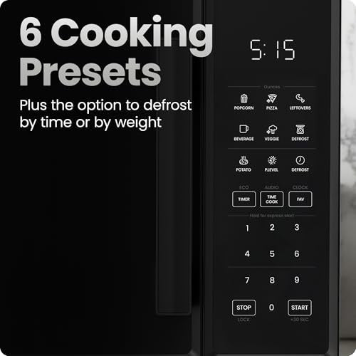 Chefman Countertop Microwave Oven 0.9 Cu. Ft., 900 Watts with 10 Power Levels, 6 Cooking Presets with One-Touch Express Cook, Eco Mode, Child Safety Lock, & Mute Button - Black - My Kitchen Products