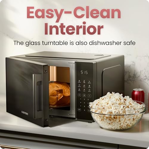 Chefman Countertop Microwave Oven 0.9 Cu. Ft., 900 Watts with 10 Power Levels, 6 Cooking Presets with One-Touch Express Cook, Eco Mode, Child Safety Lock, & Mute Button - Black - My Kitchen Products