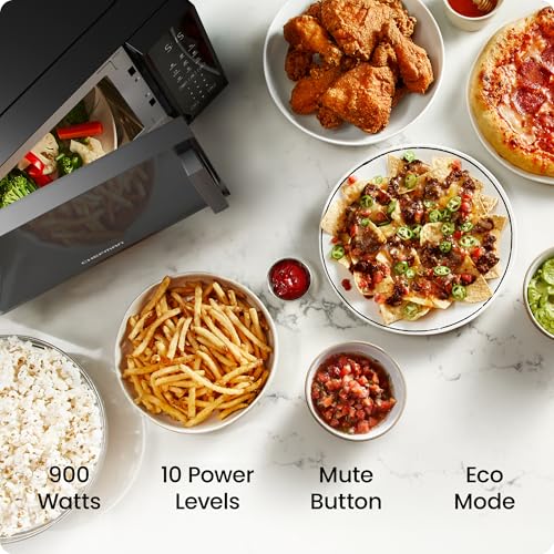 Chefman Countertop Microwave Oven 0.9 Cu. Ft., 900 Watts with 10 Power Levels, 6 Cooking Presets with One-Touch Express Cook, Eco Mode, Child Safety Lock, & Mute Button - Black - My Kitchen Products