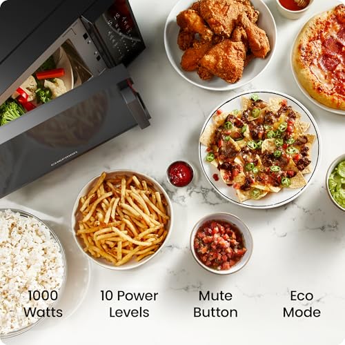 Chefman Countertop Microwave Oven 1.1 Cu. Ft., 1000 Watts with 10 Power Levels, 6 Cooking Presets with One-Touch Express Cook, Eco Mode, Child Safety Lock, & Mute Button - Black - My Kitchen Products