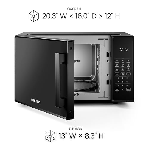 Chefman Countertop Microwave Oven 1.1 Cu. Ft., 1000 Watts with 10 Power Levels, 6 Cooking Presets with One-Touch Express Cook, Eco Mode, Child Safety Lock, & Mute Button - Black - My Kitchen Products