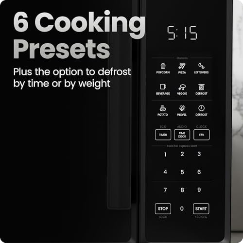 Chefman Countertop Microwave Oven 1.1 Cu. Ft., 1000 Watts with 10 Power Levels, 6 Cooking Presets with One-Touch Express Cook, Eco Mode, Child Safety Lock, & Mute Button - Black - My Kitchen Products