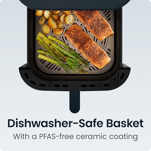 Chefman Crispinator Air Fryer 6-in-1 with 8 Qt capacity, 450°F Max Temp with TurboFry Pro Technology for Fast and Even Results, Viewing Window, Nonstick Ceramic Basket - My Kitchen Products