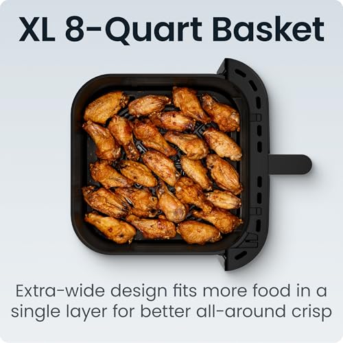 Chefman Crispinator Air Fryer 6-in-1 with 8 Qt capacity, 450°F Max Temp with TurboFry Pro Technology for Fast and Even Results, Viewing Window, Nonstick Ceramic Basket - My Kitchen Products