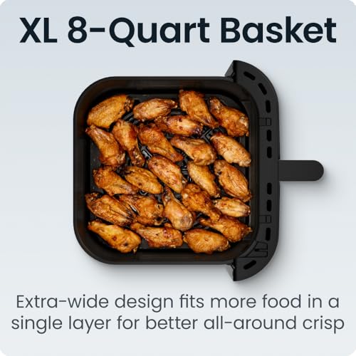 Chefman Crispinator Air Fryer 7-in-1 with 8 Qt Capacity, 450°F Max Temp & TurboFry Pro Technology for Fast, Even Results, Bake, Broil, Dehydrate, Viewing Window, Nonstick Ceramic-Coated Basket - My Kitchen Products